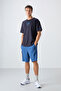 Navy Blue Cotton Thick Soft Textured Oversize Fit Printed Men's T-Shirt - 88333 - 2