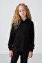 Black Cotton Hairy Inside Soft Textured Standard Fit Embroidered Girl's Tracksuit Set - 75162 - 7