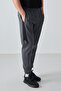 Dark Gray Surface Textured Standard Fit Embroidered Men's Tracksuit Bottom - 82126 - 4