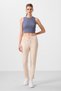 Beige Soft Textured Hidden Zipper Skinny Leg Women's Trousers - 94668