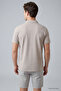 Beige Comfortable Form Soft-Textured Polo Collar Men's T-Shirt - 88496 - 4