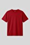 Red Waffle Interlock Surface Textured Oversize Fit Basic Men's T-Shirt - 88379