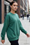 سويت شيرت نسائي من Sea Green Basic O Neck قصة فضفاضة - 97053