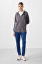 Dark Gray Soft Textured Hooded Standard Fit Women's Tunic Sweatshirt - 97302 - 5