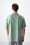 Light Green 100% Cotton Thick Soft Textured Oversize Fit Printed Men's T-Shirt -88355 - 6