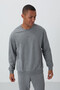 Gray Melange Compact Cotton Thick Smooth Textured O Neck Comfort Fit Men's Tracksuit Set -85263 - 2