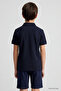 Navy Blue Polo Collar Standard Fit Basic Unisex Kids T-Shirt - 11330 - 7