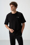 Black Cotton Thick Soft Textured Oversize Fit Embroidered Men's Tracksuit Set - 85252 - 5