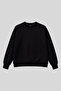 Black Basic O Neck Oversized Women's Sweatshirt - 97053 - 2