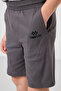 Stone-Anthracite Cotton Oversize Fit Woven Lightweight Flexible Chino Boy Shorts Suit - 11276 - 4