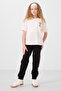 Ecru-Black O Neck Printed Rubber Leg Standard Fit Girl's Tracksuit Set - 75186 - 5