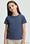 Dark Blue O Neck Standard Fit Basic Unisex Kids T-Shirt - 11328 - 2