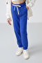 Night Blue Cotton Fuzzy Inside Soft Textured Standard Fit Embroidered Girls' Sweatpants - 75158 - 4