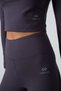Anthracite High Waist Long Sleeve Slim Fit Crop Top Women's Leggings Set - 95286 - 8