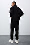 Black Thick Soft Textured Comfort Fit Embroidered Men's Tracksuit Set - 85269 - 7