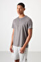 Dark Gray Breathable Textured Slim Flexible Standard Fit Men's Performance T-Shirt - 88391