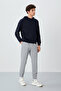 Gray Melange Surface Textured Standard Fit Men's Tracksuit Bottom - 82156