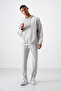 Stone Cotton Thick Soft Textured Comfort Fit Embroidered Men's Tracksuit Set - 85255 - 5