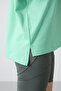 تي شيرت نسائي أساسي من القطن الممشط باللون الأخضر المائي، ذو أزرار ناعمة، مقاس كبير - 97285 - 4