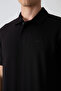 Black Cotton Thick Soft Textured Standard Fit Basic Polo Collar Men's T-Shirt - 88348 - 3