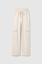 Ecru Double Belted Cargo Pocket Palazzo Girls' Sweatpants - 75198