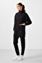 Black Stand Collar Zippered Comfortable Form Women's Tracksuit Tunic Set - 95345 - 5