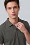 Khaki Comfortable Form Soft-Textured Polo Collar Men's T-Shirt - 88496 - 3