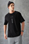 Black 100% Cotton Thick Soft Textured Oversize Fit Printed Men's T-Shirt - 88355 - 6