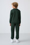 Pine Green Cotton Thick Fleece Lined Standard Fit Printed Boys' Tracksuit Set - 11257 - 7