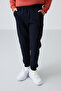Tile-Navy Blue Cotton Thick Fleece Lined Standard Fit Embroidered Boys' Tracksuit Set - 11249 - 3