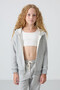 Gray Melange Cotton Inside Hairy Soft Textured Standard Fit Embroidered Girl's Tracksuit Set - 75148 - 2