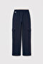 Navy Blue Double Belted Cargo Pocket Palazzo Girls' Sweatpants - 75198 - 2