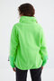 Neon Green Hem Gathered Half Zipper Standard Fit Women's Fleece Sweatshirt - 97238 - 7