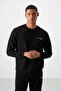 Ecru - Black Cotton Thick Soft Textured Comfort Fit Embroidered Men's Tracksuit Set - 85254 - 2