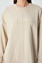 Beige Compact Cotton Thick Smooth Textured O-Neck Oversize Fit Women's Sweatshirt - 97288 - 3