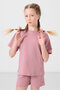 Dusty Rose Cotton Soft Textured Standard Fit Basic Girl's Shorts Set - 75184 - 3
