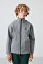 Gray Melange Cotton Thick Fleece Lined Standard Fit Embroidered Boys' Sweatshirt - 11245