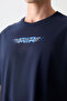 Navy Blue 100% Cotton Thick Soft Textured Oversize Fit Printed Men's T-Shirt - 88356 - 3