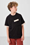 Black Cotton Soft Textured Oversize Pocket Detailed Boy's T-Shirt - 11295