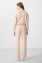 Beige Soft Textured Stand Collar Comfortable Fit Elastic Women's Tracksuit Set - 95349 - 7