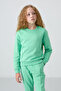 Water Green Cotton Fuzzy Inside Soft Textured Comfortable Fit Embroidered Girls' Tracksuit Set - 75145 - 3