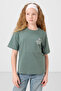 Light Green Cotton O-Neck Comfortable Form Fit Printed Girls' T-Shirt - 75178 - 4