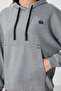 Gray Melange Compact Cotton Thick Smooth Textured Hooded Comfortable Form Fit Women's Sweatshirt - 97291 - 2