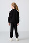Black Cotton Hairy Inside Soft Textured Standard Fit Embroidered Girl's Tracksuit Set - 75170 - 7