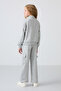 Gray Melange Cotton Soft Textured Standard Fit Embroidered Girls' Tracksuit Set - 75159 - 7