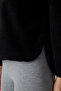 Black Thick Soft Textured Hooded Standard Fit Embroidered Fleece Women's Sweatshirt -97286 - 3