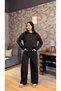 Women's Lawned Wide Leg Trousers Sweatpants BRC6502 Black - 2