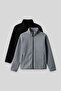 Standard Fit 2-Pack Black-Grey Melange Girls' Fleece Sweatshirt - 75154
