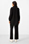 Black Stand Collar Zippered Cotton Women's Tracksuit Tunic Set - 95346 - 7
