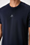 Navy Blue Breathable Textured Slim Flexible Standard Fit Men's Performance T-Shirt - 88390 - 3